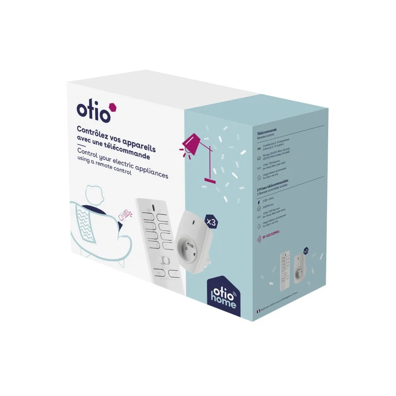 Lot de 3 prises sans fil + télécommande 16 canaux - Otio