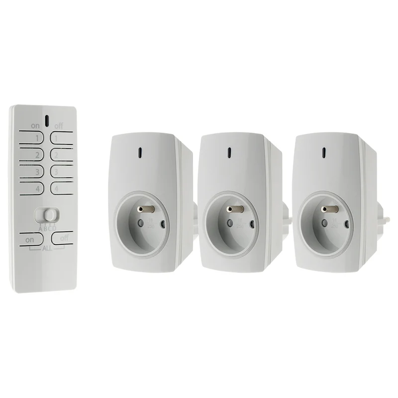Lot de 3 prises sans fil + télécommande 16 canaux - Otio