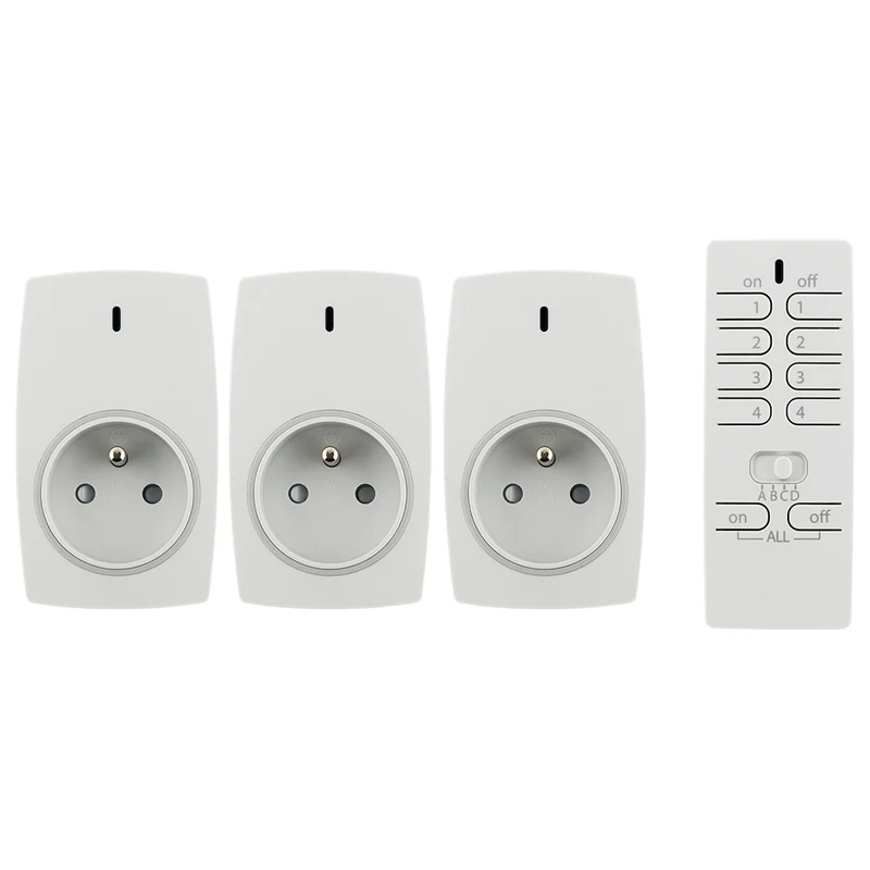 Lot de 3 prises sans fil + télécommande 16 canaux - Otio