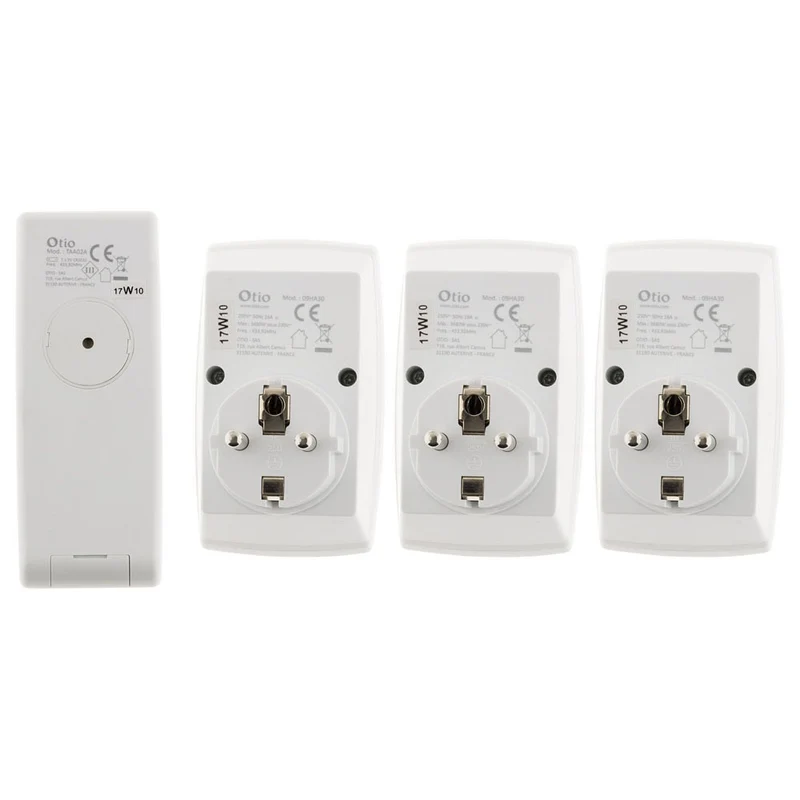 Lot de 3 prises sans fil + télécommande 16 canaux - Otio
