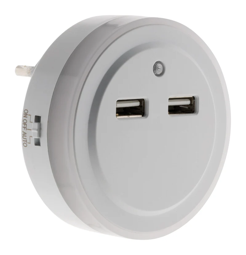 Veilleuse LED automatique avec 2 ports USB - Otio