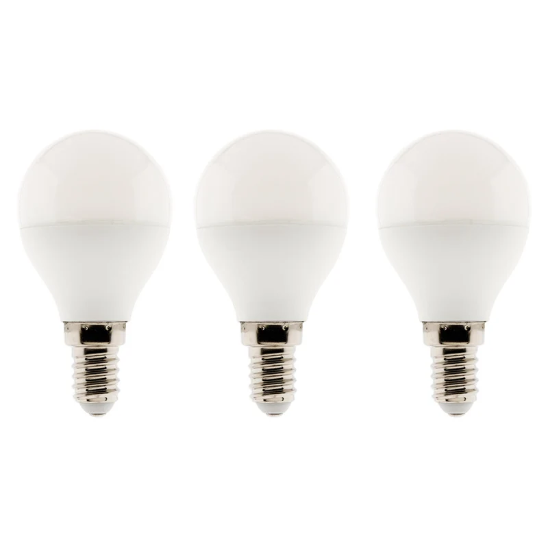 Lot de 3 ampoules LED sphériques 5,2W E14 470lm 2700K - Blanc chaud - Zenitech