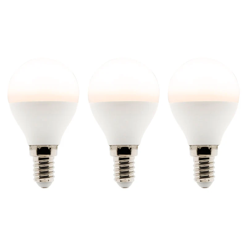 Lot de 3 ampoules LED sphériques 5,2W E14 470lm 2700K - Blanc chaud - Zenitech