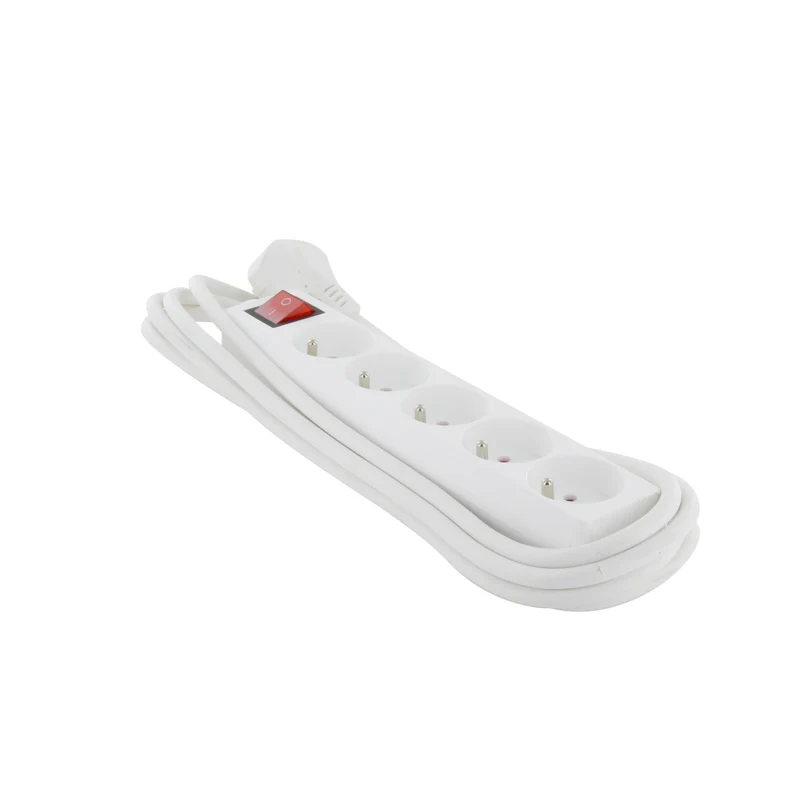 Bloc multiprise 5x16A - 3500W - câble H05VV-F 3x1,5mm² - 3m - Blanc - Chacon