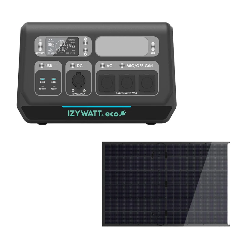 Station électrique IZYWATT.eco 2048Wh injection réseau + panneau solaire 440W - Orium
