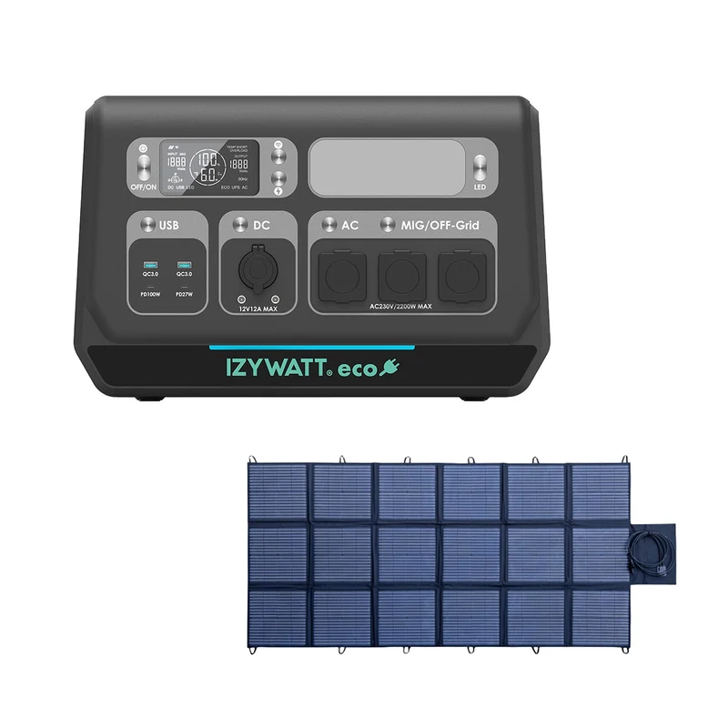 Station électrique IZYWATT.eco 2048Wh injection réseau + panneau solaire pliant 400W - Orium