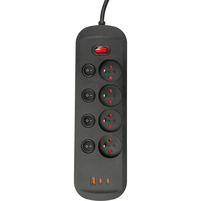 Bloc multiprise 16A + interrupteurs + USB-C 1,4m - Watt and Co