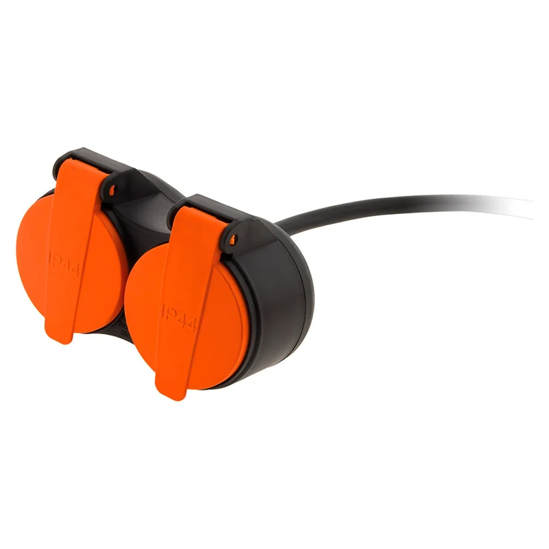 Rallonge étanche 2 prises avec clapet orange 2P+T H07RN-F 3x1,5mm² - Zenitech
