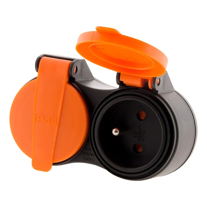 Rallonge étanche 2 prises avec clapet orange 2P+T H07RN-F 3x1,5mm² - Zenitech