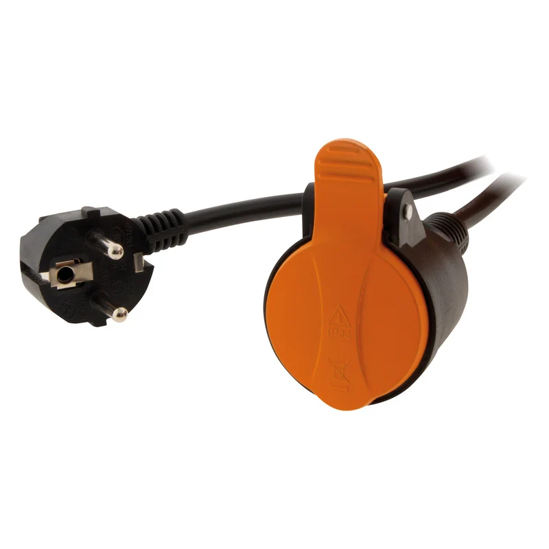 Rallonge étanche 2P+T H07RN-F 3x 1,5mm² + fixation - orange - Zenitech