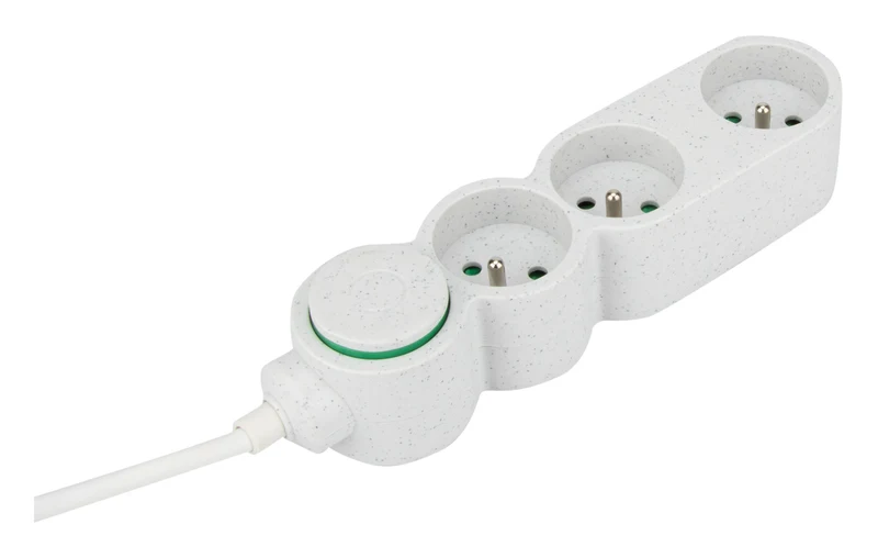 Bloc multiprise Home Green plastique recyclé 2P+T - Zenitech