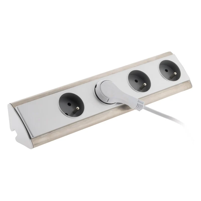 Bloc multiprise d'angle à câbler 4 prises 2P+T 3 680 W - inox - Otio