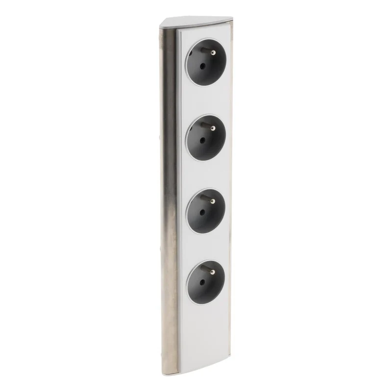 Bloc multiprise d'angle à câbler 4 prises 2P+T 3 680 W - inox - Otio