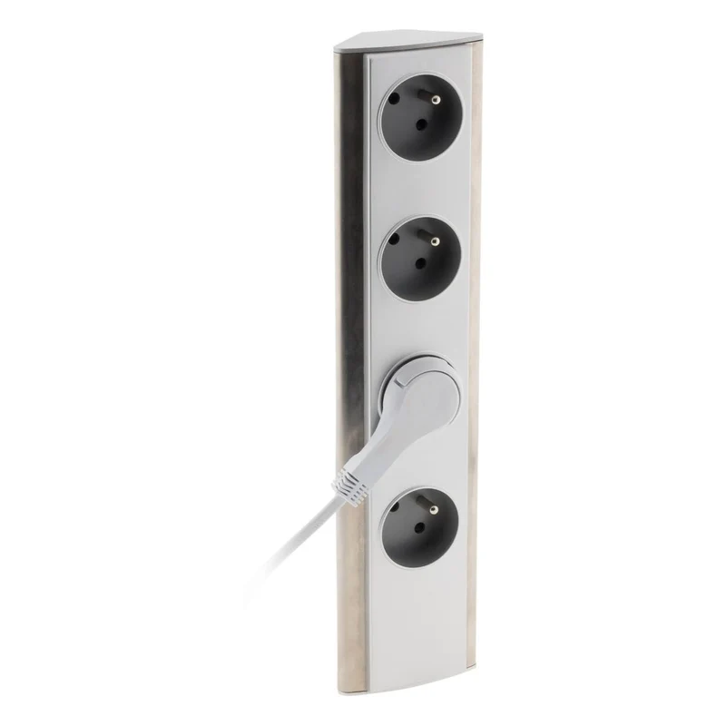 Bloc multiprise d'angle à câbler 4 prises 2P+T 3 680 W - inox - Otio