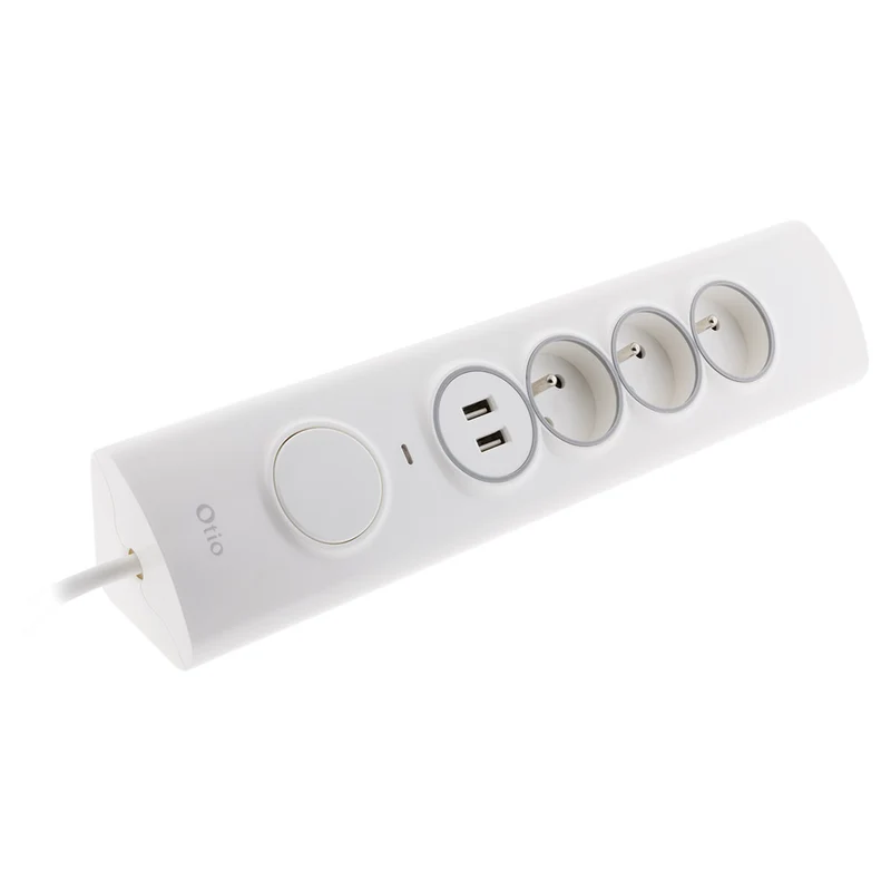 Multiprise d'angle parafoudre 4P 16A façade + 2 USB parafoudre - précâblée ou à câbler - Otio