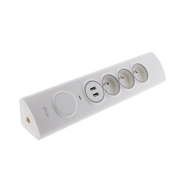 Multiprise d'angle parafoudre 4P 16A façade + 2 USB parafoudre - précâblée ou à câbler - Otio