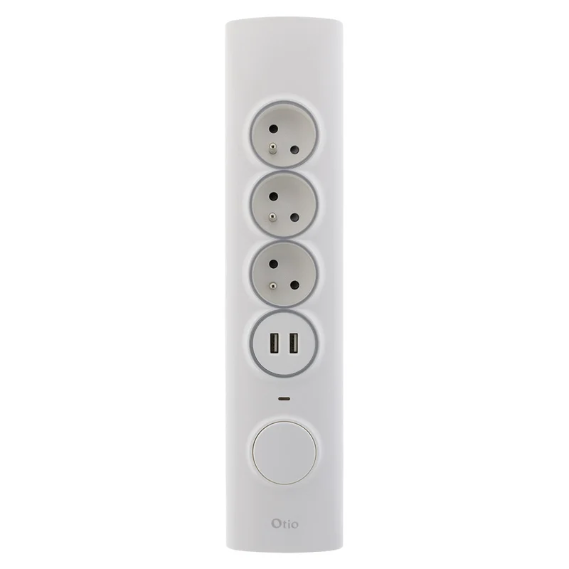 Multiprise d'angle parafoudre 4P 16A façade + 2 USB parafoudre - précâblée ou à câbler - Otio