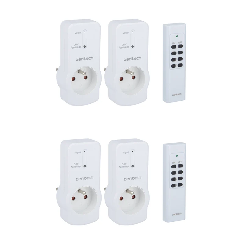 Lot de prises 10A 2P+T télécommandées - Zenitech