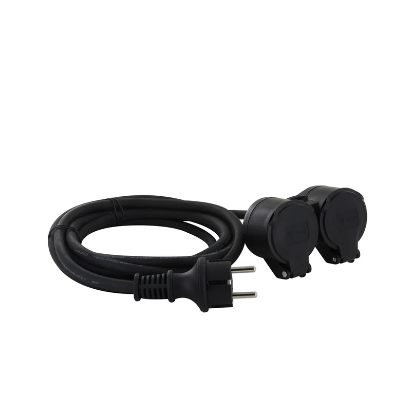 Prolongateur Schuko double tête - IP44 - Chacon