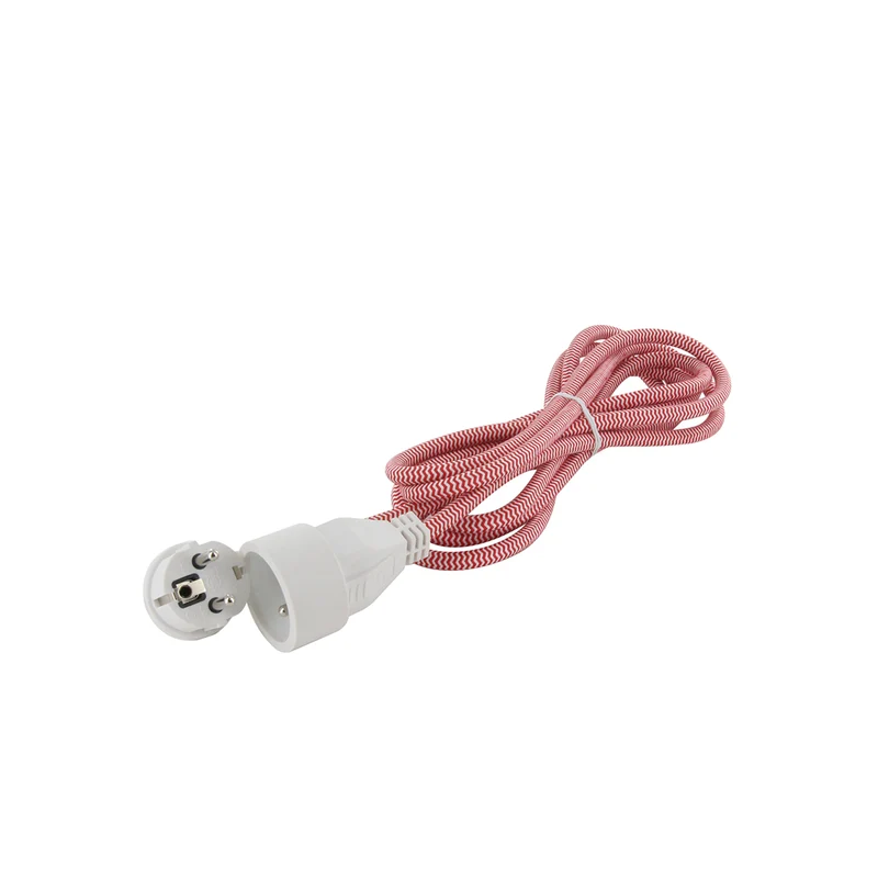Prolongateur textile prise FR - fiche plate - Chacon