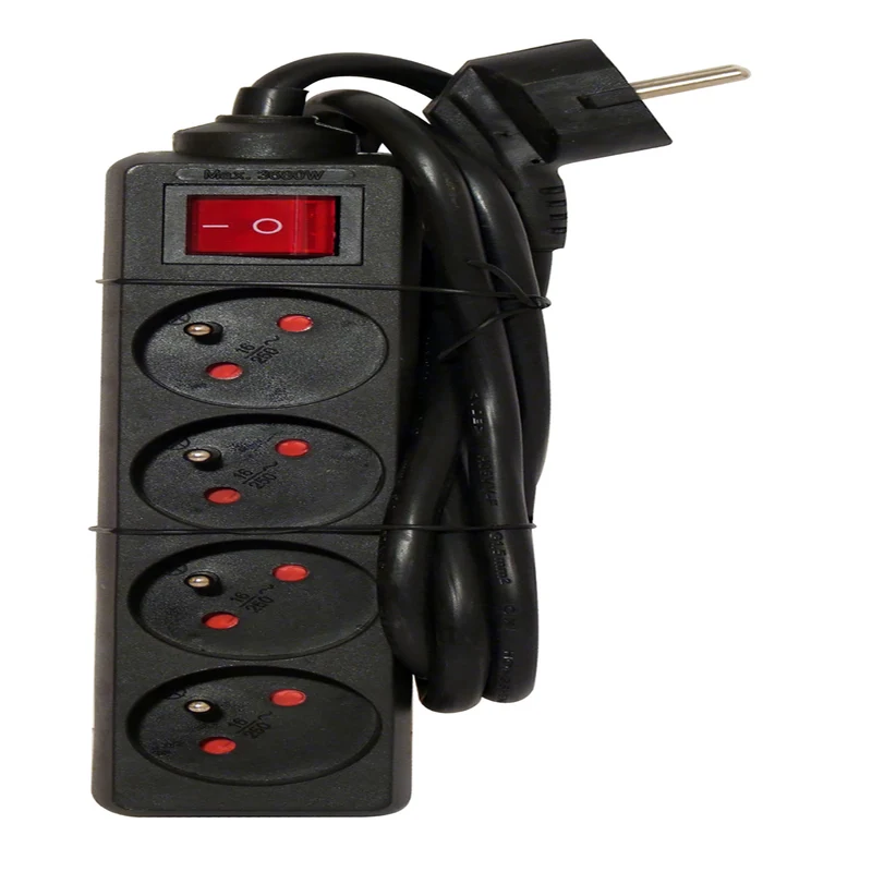 Multiprise 16A + interrupteur - 1,5 m - noir - Chacon