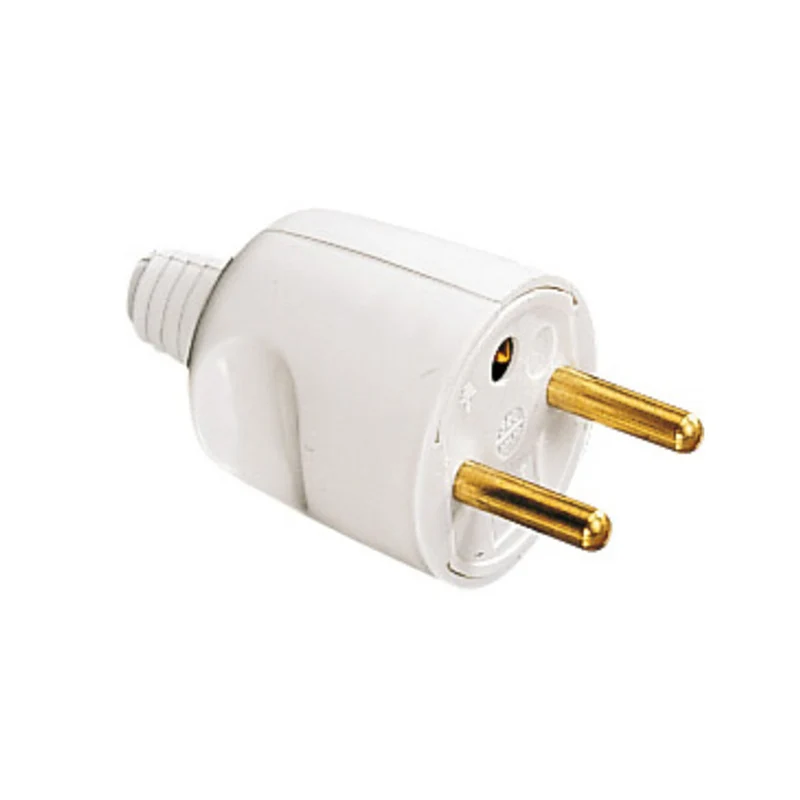 Fiche mâle 2P+T 16A IP40 sortie droite - Blanc - Lébénoïd