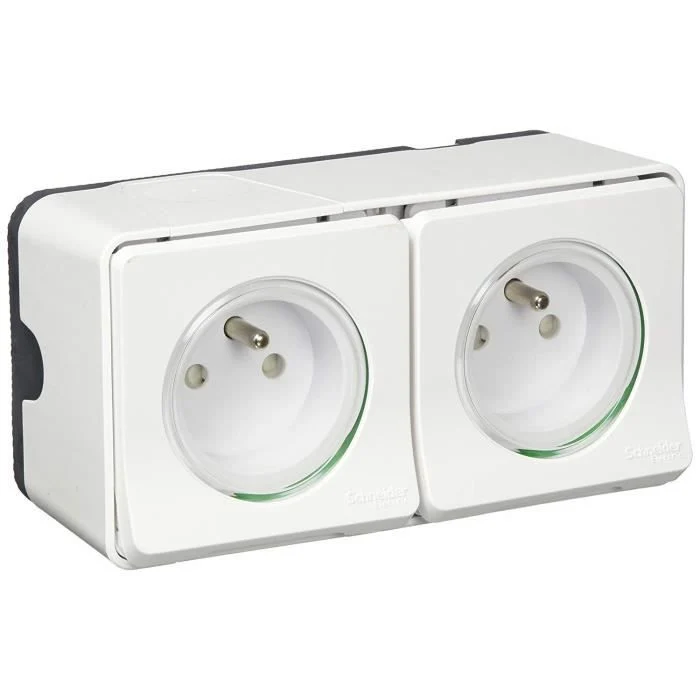 Double prise 2P+T en saillie IP55 - Mureva - Schneider