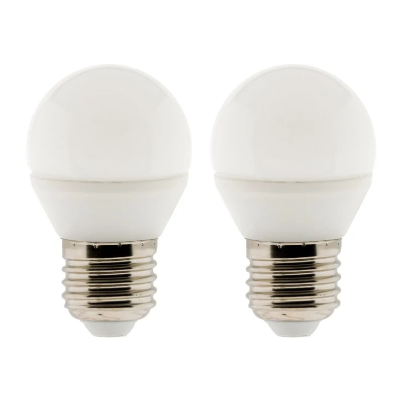 Lot de 2 ampoules LED sphériques E27 5W - Blanc chaud - 400lm 2700K - Zenitech