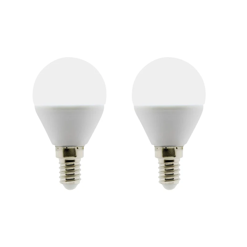 Lot de 2 ampoules LED sphériques E14 5W - Blanc chaud - 400lm 6500K - Zenitech