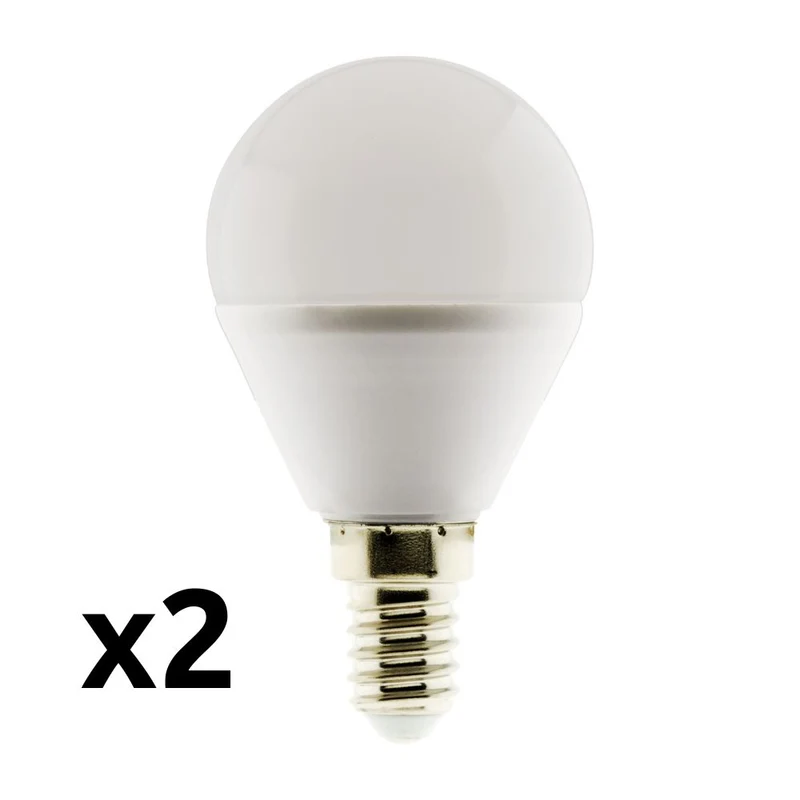 Lot de 2 ampoules LED sphériques E14 5W - Blanc chaud - 400lm 6500K - Zenitech
