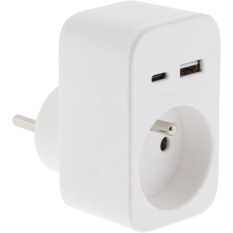 Prise murale 2P+T 16A 230V 3680W - USB A + USB-C - Watt and Co