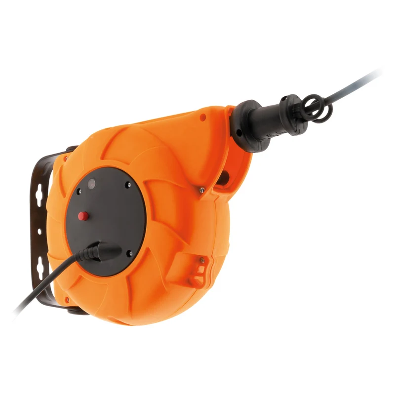 Lot de 4 enrouleurs muraux câble HO5VV-F 3G1mm² 11m + 2m - Orange - Zenitech