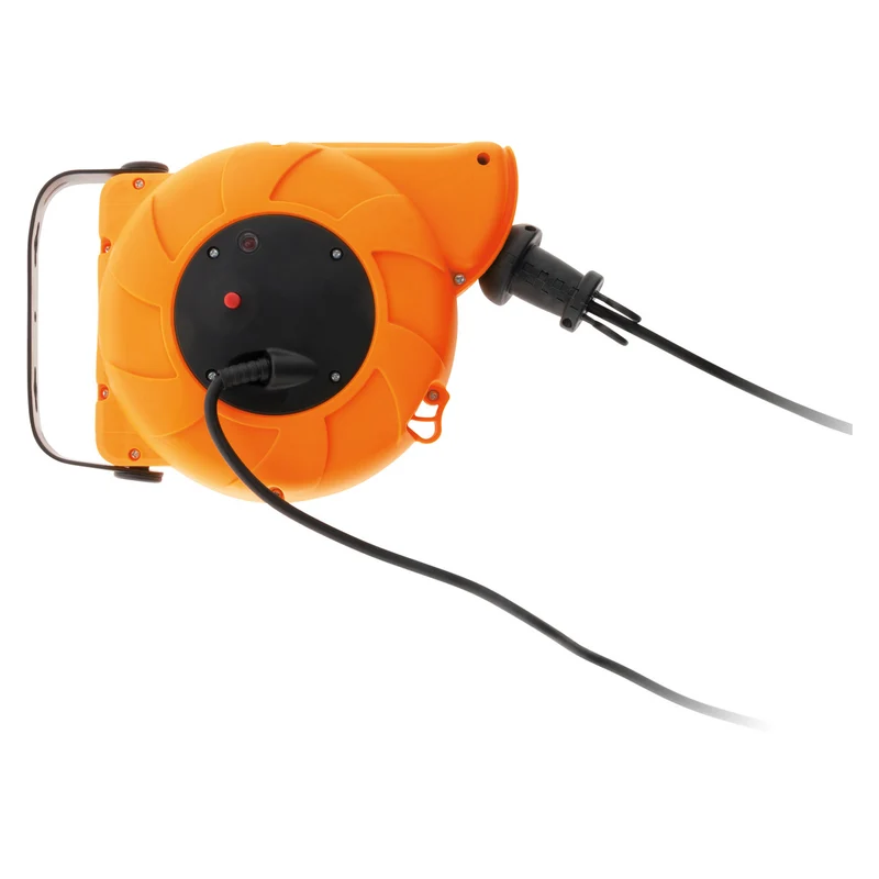 Lot de 4 enrouleurs muraux câble HO5VV-F 3G1mm² 11m + 2m - Orange - Zenitech