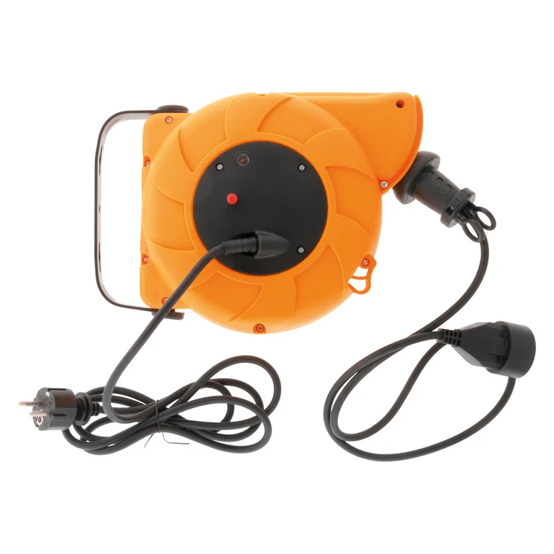 Lot de 4 enrouleurs muraux câble HO5VV-F 3G1mm² 11m + 2m - Orange - Zenitech