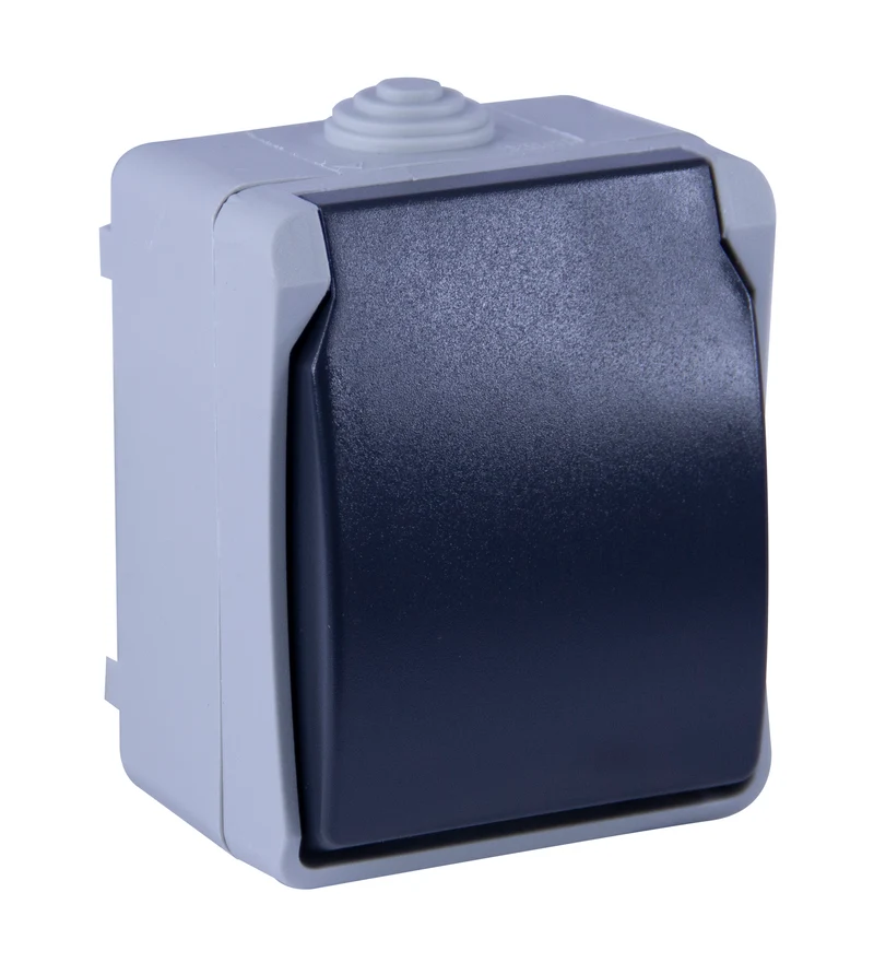 Prise 2P+T en saillie Aquatop IP54 - gris et blanc - Dio