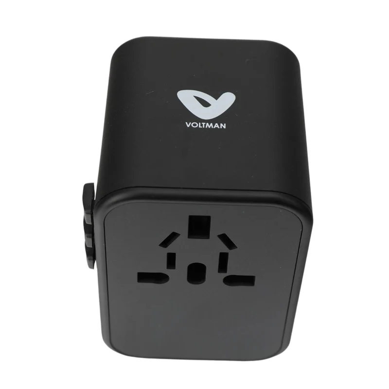 Adaptateur prise voyage universel international - 5 ports USB inclus - Noir - Voltman