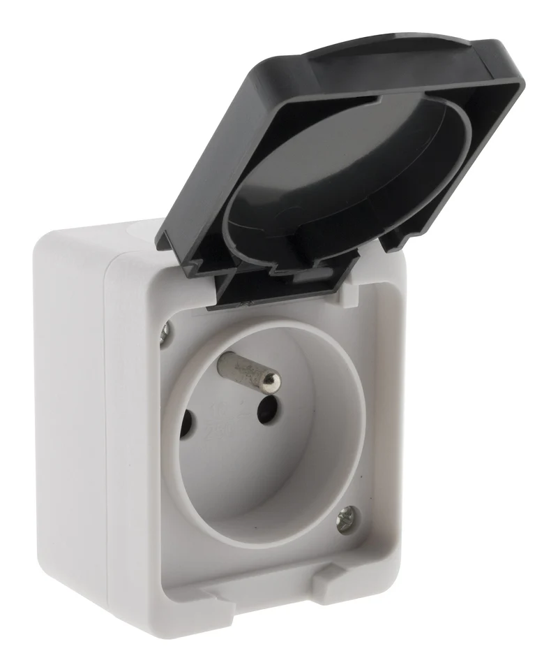 Prise 2P+T IP54 - gris - Zenitech
