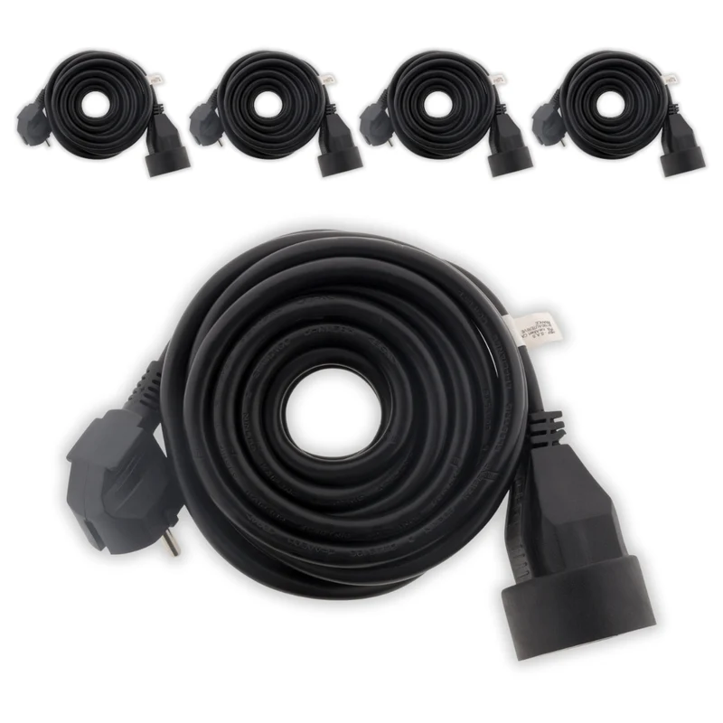 Lot de 5 prolongateurs 16A HO5VV-F 3G1,5mm² - Noir 3m - Zenitech