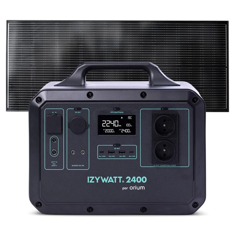 Pack générateur solaire LFP Izywatt 2400 et panneau solaire 200W - Orium