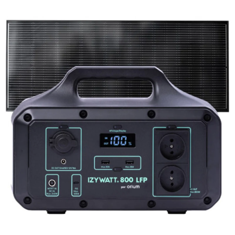 Pack générateur solaire LFP Izywatt 800 + panneau solaire fixe 200W - Orium