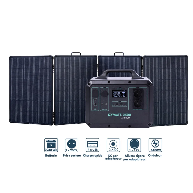 Pack générateur solaire LFP Izywatt 2400 + panneau solaire 315W - Orium
