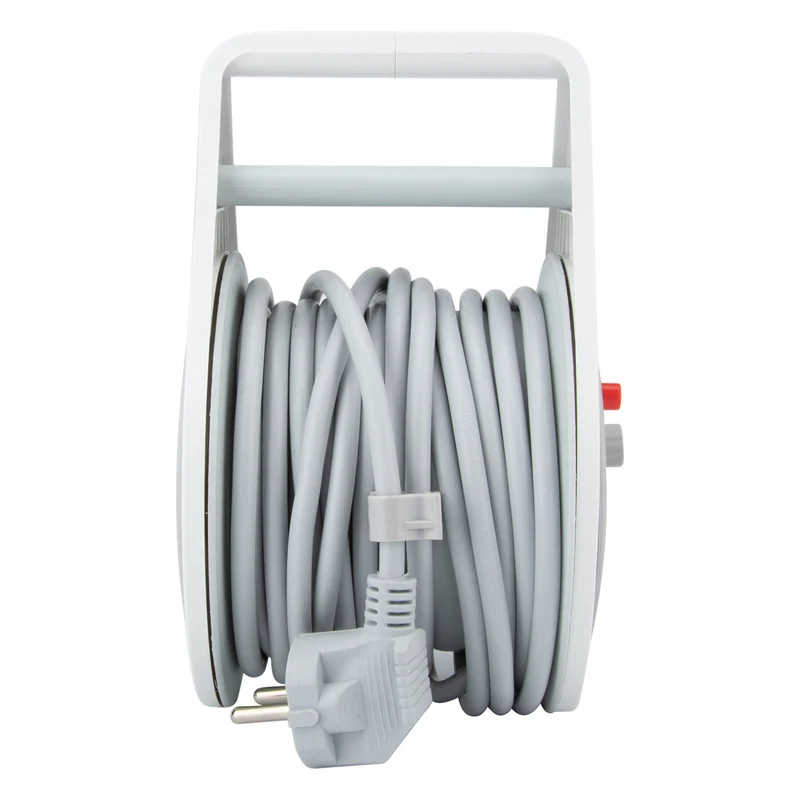 Enrouleur domestique Schuko 3 prises 7m - Gris - Zenitech