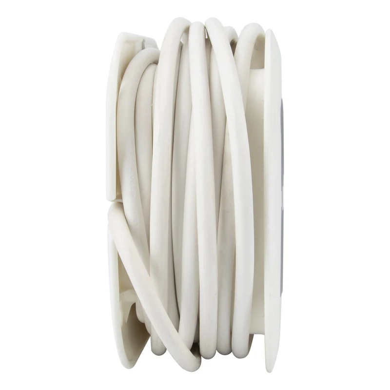Enrouleur domestique 3 prises Schuko + 2 USB 2,4A 7m - Blanc - Zenitech
