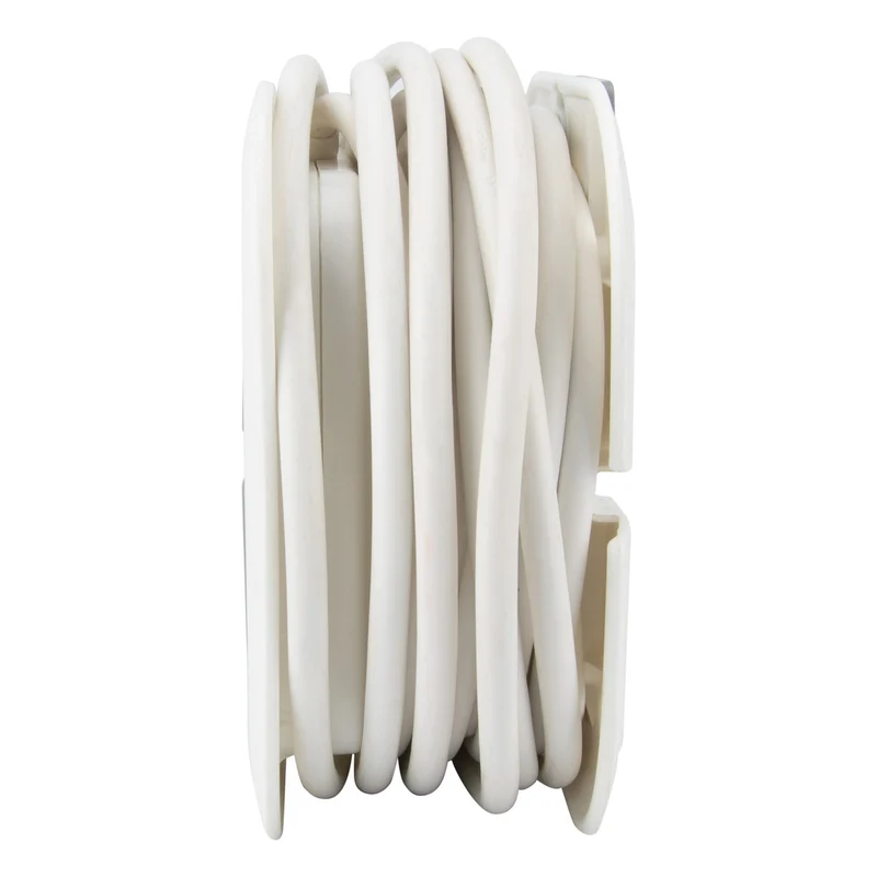 Enrouleur domestique 3 prises Schuko + 2 USB 2,4A 7m - Blanc - Zenitech