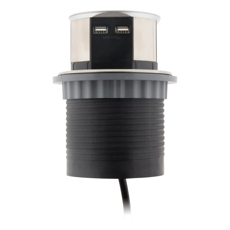 Multiprise encastrable Schuko 3 prises + 2 USB-A - Blanc/Noir - Otio