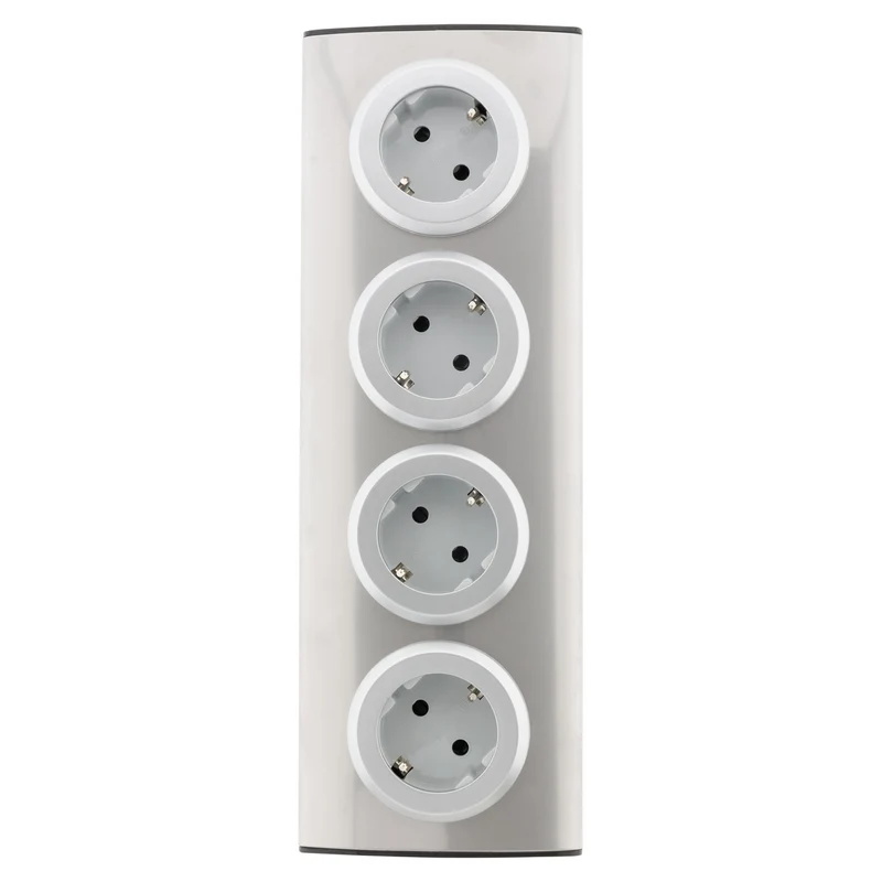 Multiprise de cuisine en angle 4 prises Schuko 16A sans câble - Gris - Otio