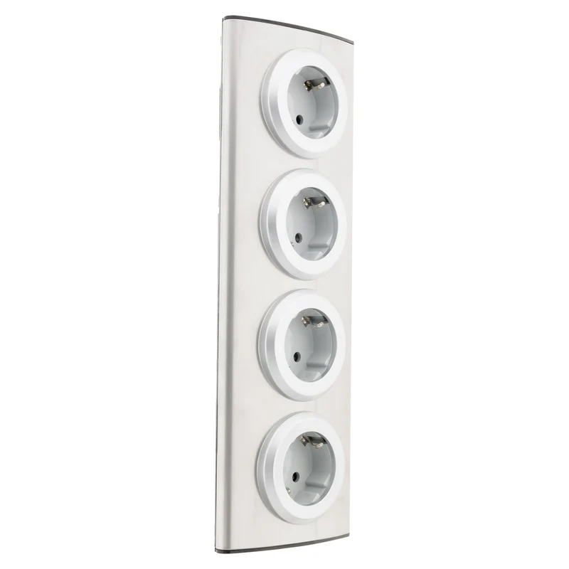 Multiprise de cuisine en angle 4 prises Schuko 16A sans câble - Gris - Otio