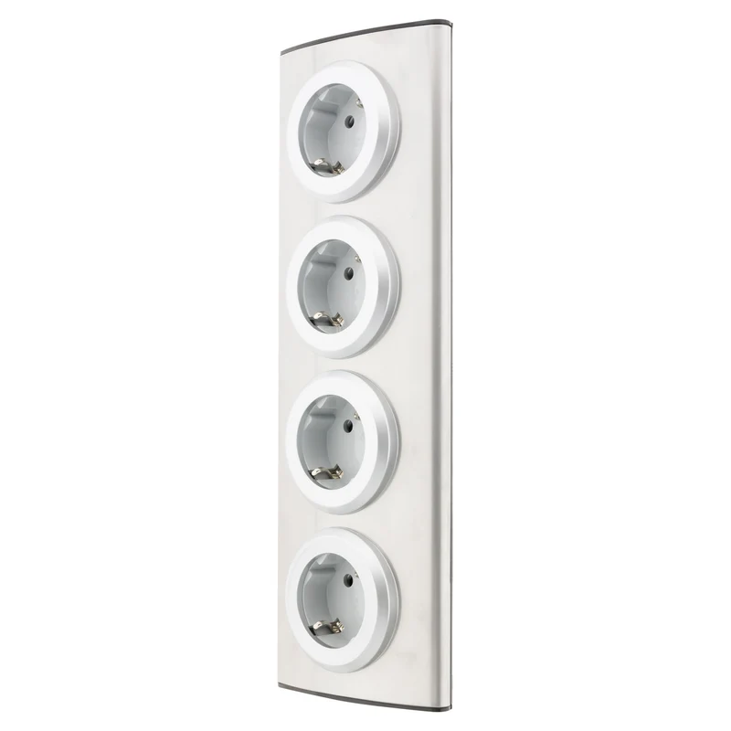 Multiprise de cuisine en angle 4 prises Schuko 16A sans câble - Gris - Otio