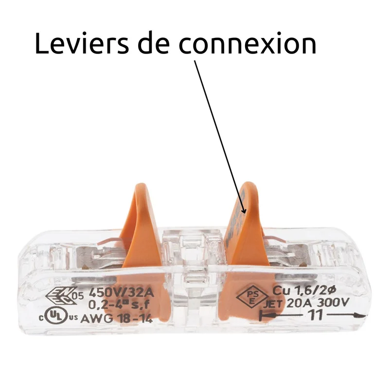 Borne à leviers S221 In Line 4mm² – rigides & souples – (vendue à l'unité) - Wago