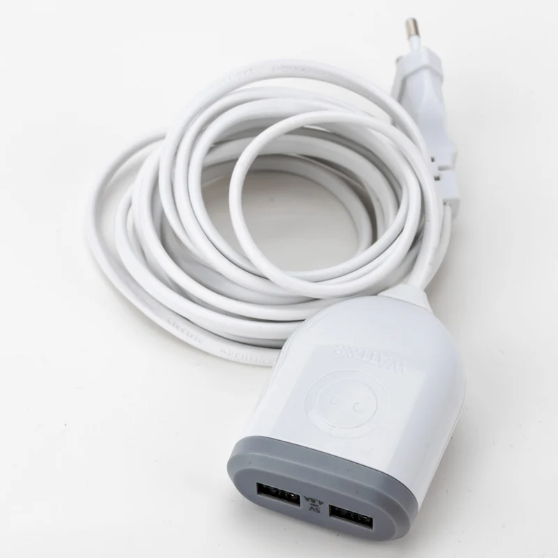 Rallonge 3m avec 2xUSB 4,8A à charge ultra rapide - Blanc - Watt and Co